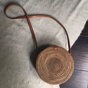 Circle straw Bali crossbody bag